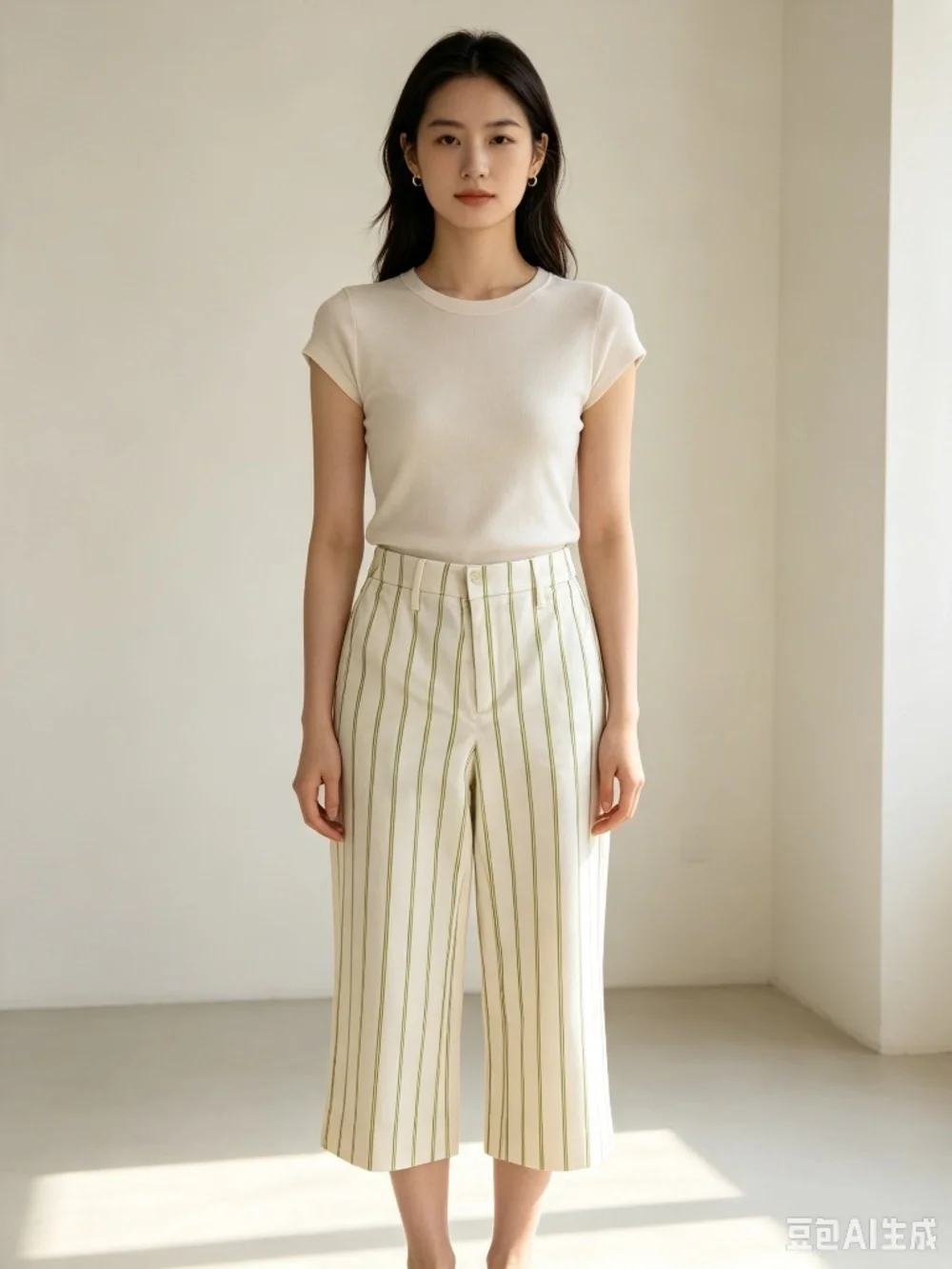Banana Republic High Rise Wide Leg Crop Pants 0S NWT Striped